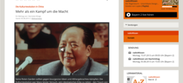 Screenshot des Features "Die Kulturrevolution in China" auf Bayern 2