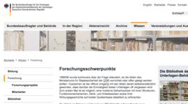 Webseite der Abteilung Bildung und Forschung BSTU