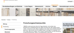 Webseite der Abteilung Bildung und Forschung BSTU