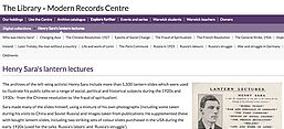 Das Laterna Magica Archiv von Henry Sara, Screenshot von der Website