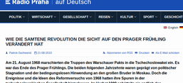 Screenshot der Website von Radio Praha