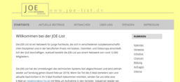 Screenshot der Webseite des Netzwerks