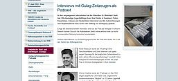 Screenshot des Gulag-Zeitzeugenarchivs