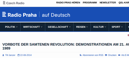 Screenshot der Website von Radio Praha