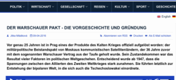 Screenshot der Website von Radio Praha