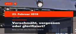 Screenshot von Veranstaltungswebsite der Rosa-Luxemburg-Stiftung: Verschmäht, vergessen oder glorifiziert? Blicke auf 100 Jahre Revolution 1918/19