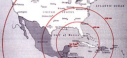 Reichweite der sowjetischen Raketen auf Kuba. Foto: CIA – The John F. Kennedy Presidential Library and Museum, Boston, gemeinfrei, Wikimedia Commons