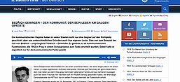 Bedřich Geminder – der Kommunist, der sein Leben am Galgen opferte, Screenshot von der Website der Audiothek des Radio Praha