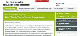 Screenshot des Webportals "Lernen aus der Geschichte"