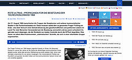 Rote Ultras: Propaganda für die Besetzung der Tschechoslowakei 1968, Screenshot von der Website der Audiothek des Radio Praha