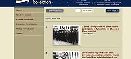 Die Fotosammlung des rumänischen Kommunismus, Screenshot von der Website