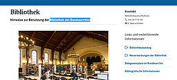 Screenshot der Website der Bibliothek des Bundesarchivs