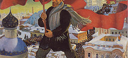 Der Bolschewik, Ölgemälde von Boris Kustodijew (1920). Gemeinfrei, Wikimedia Commons
