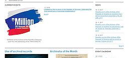 Screenshot der Website des Archivs der Republik Slowenien