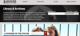 Screenshot der Webseite des Hoover Institution Archives