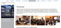 Screenshot der Webite des Historischen Kollegs