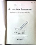 Cover von Franz Borkenau: Der europäische Kommunismus. Seine Geschichte von 1917 bis zur Gegenwart, München: Leo Lehnen Verlag 1952.