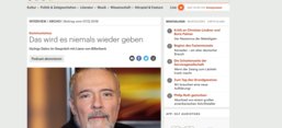 Screenshot von Website auf Deutschlandfunkkultur.de:  Kommunismus: Das wird es niemals wieder geben. György Dalos im Gespräch mit Liane von Billerbeck 