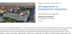 Screenshot der Veranstaltungsankündigung auf kalender.univie.ac.at
