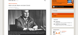 Screenshot der Sendungsseite des Features "Nikita Chruschtschow: Mehr als der Mann mit dem Schuh"