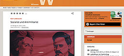 Screenshot Radio Bayern Wissen; "Karl Liebknecht - Sozialist und Antimilitarist"
