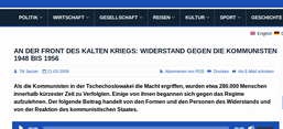 Screenshot der Website von Radio Praha