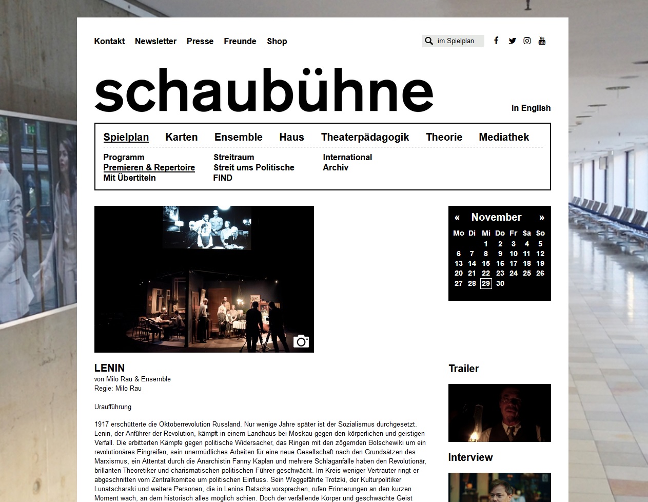 Screenshot aus dem Programm der Schaubühne