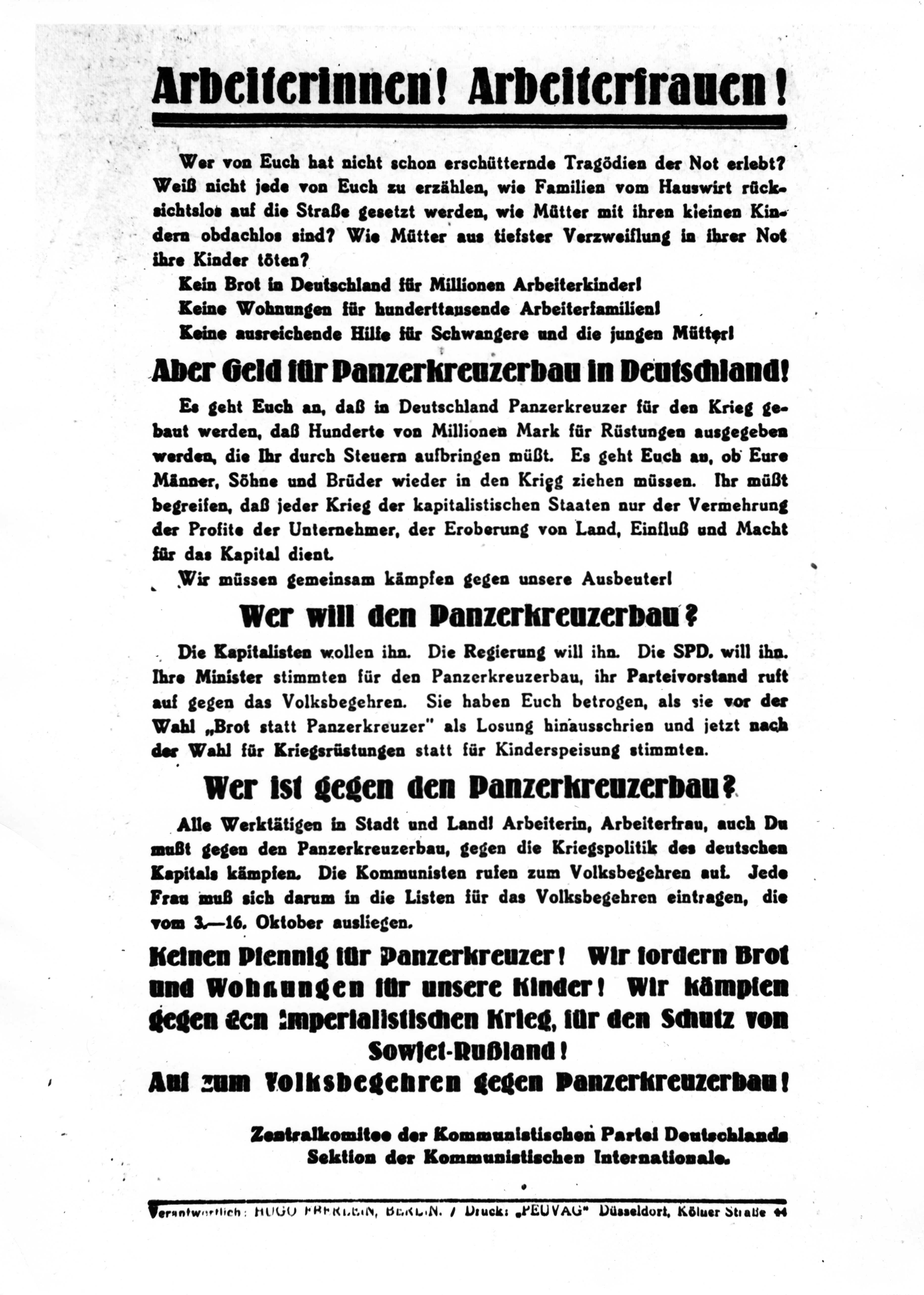 KPD Flugblatt 1928, picture alliance / ZB