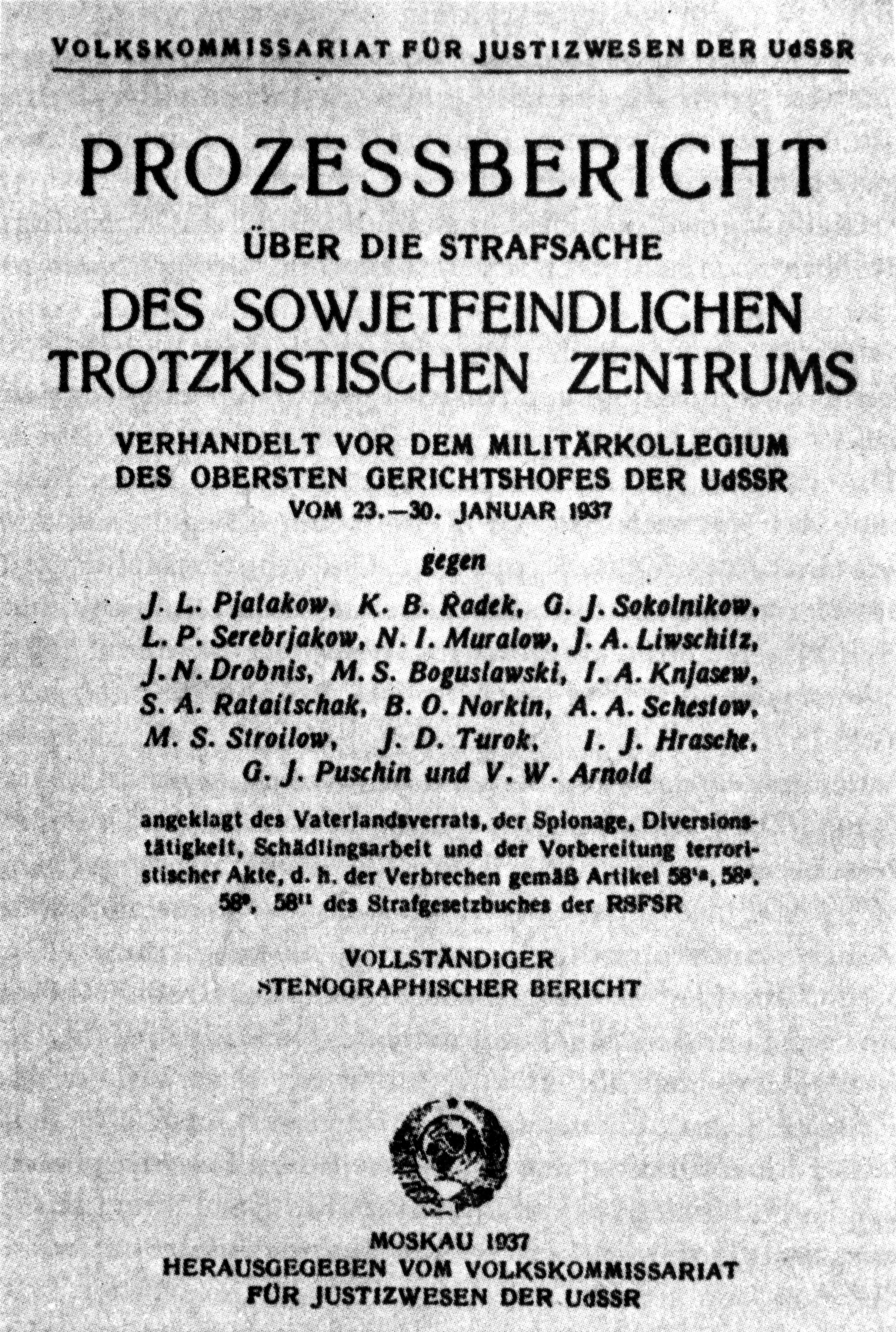 Prozeßbericht über den Schauprozeß in Moskau, 1937, SZ Photo/Süddeutsche Zeitung Photo