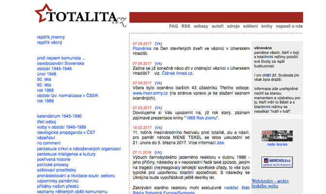 Onlineauftritt von Totalita, Screenshot von der Website