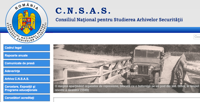Screenshot der Institutshomepage cnsas.ro