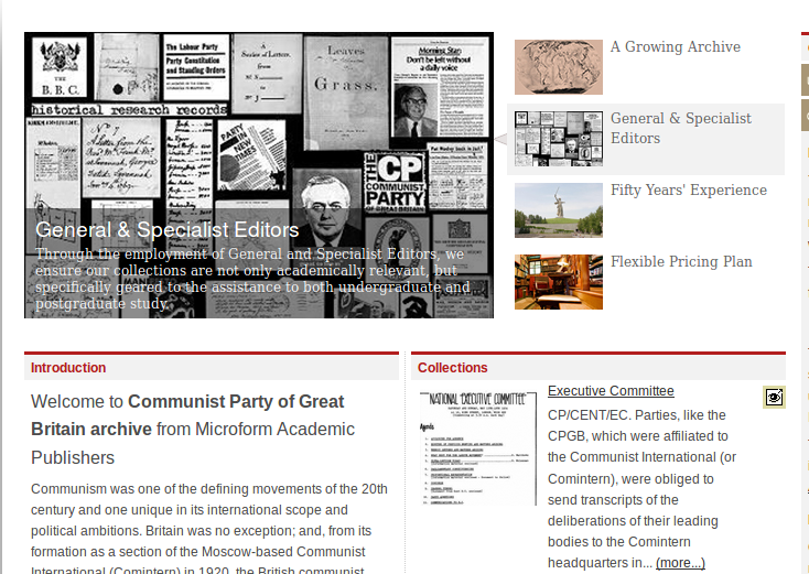 Screenshot der Website des Archivs