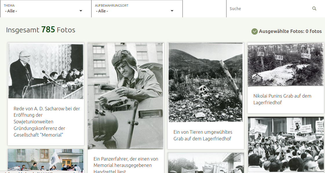Screenshot von der Website des Archivs