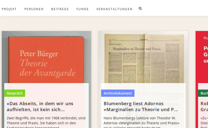 Screenshot der Projektwebsite