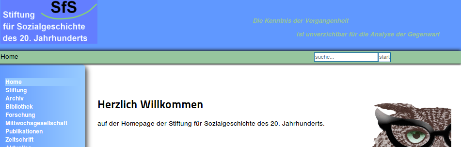 Screenshot der Website der SfS