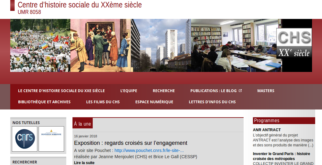 Screenshot der Website des Zentrums für Sozialgeschichte