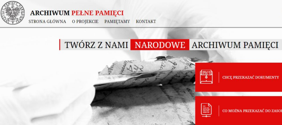 Screenshot der Website des Archivs
