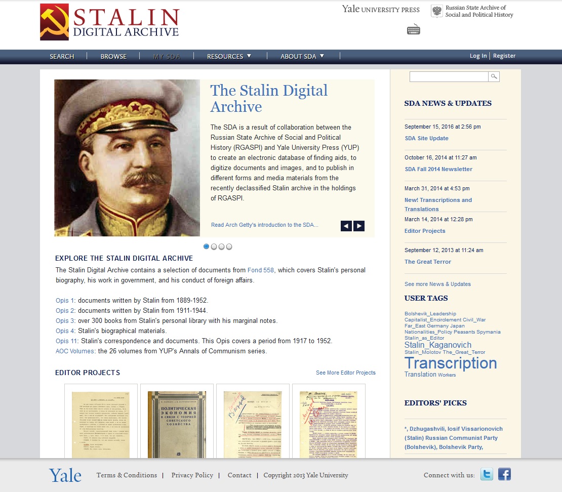 Screenshot des Stalin Digital Archive