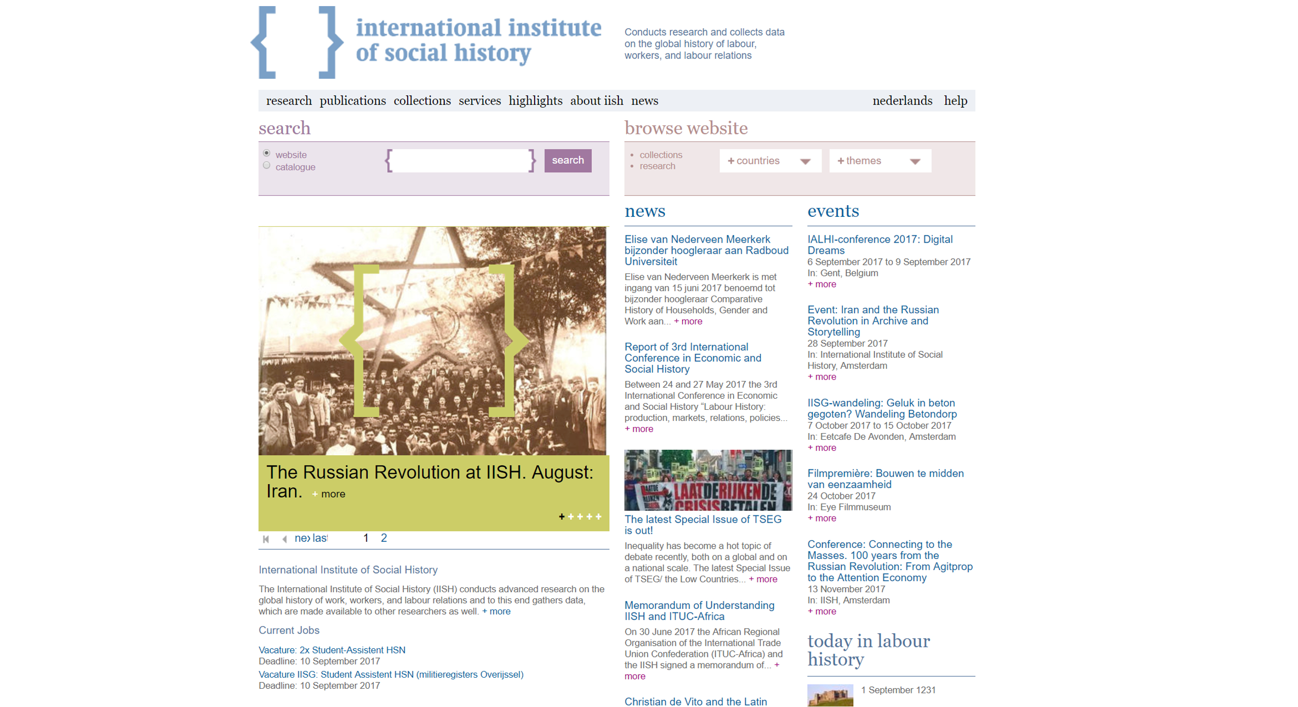 Screenshot der Webseite https://socialhistory.org/en