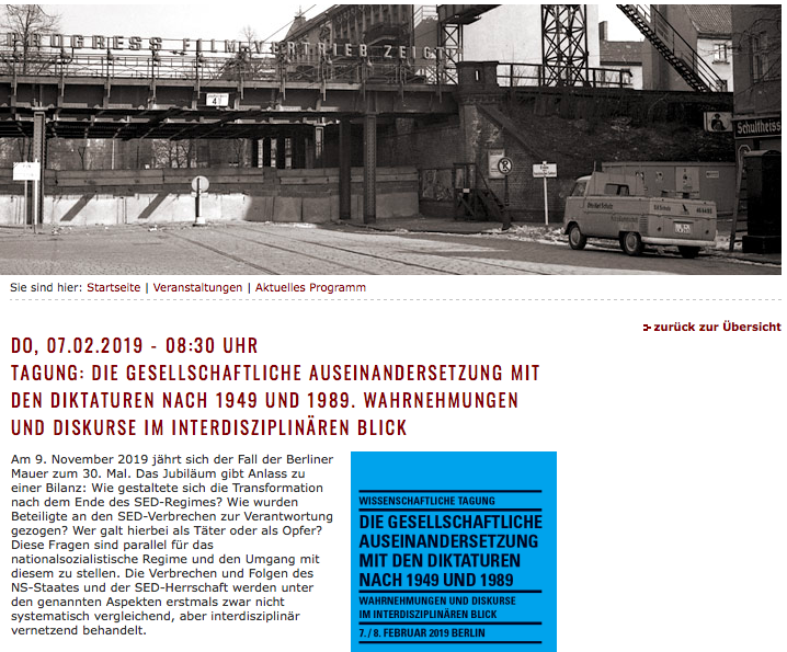 Screenshot der Website der "Gedenkstätte Berliner Mauer"