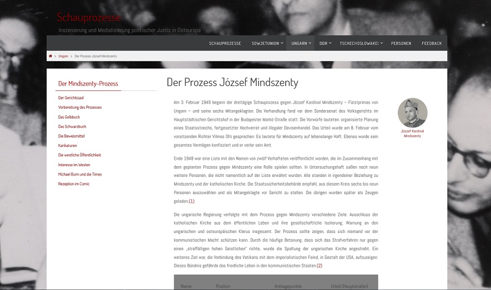 Screenshot eines Beispieleintrags aus der Online-Ausstellung