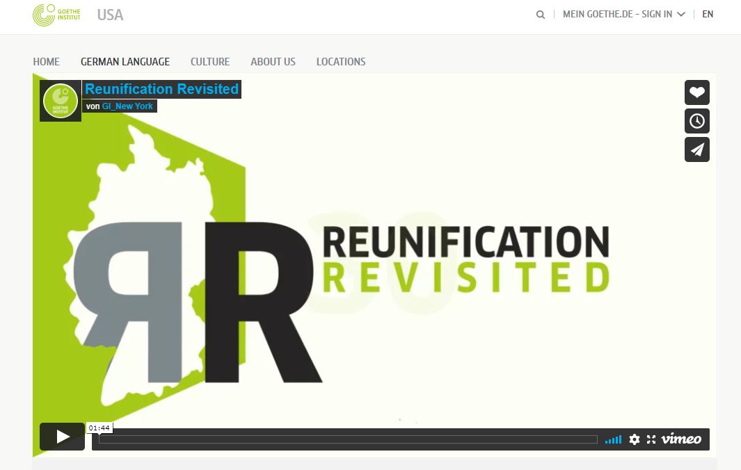 Screenshot der Website Reunification Revisited