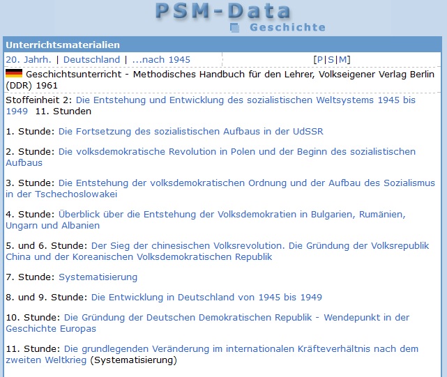 Screen PSM-Data:  Die Entstehung und Entwicklung des sozialistischen Weltsystems 1945 bis 1949 