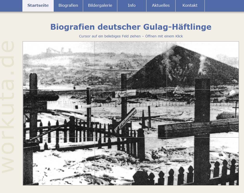 Screenshot der Website "Biografien deutscher Gulag-Häftlinge"