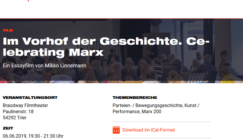 Ankündigung der Filmvorführung, Screenshot von rosalux.de